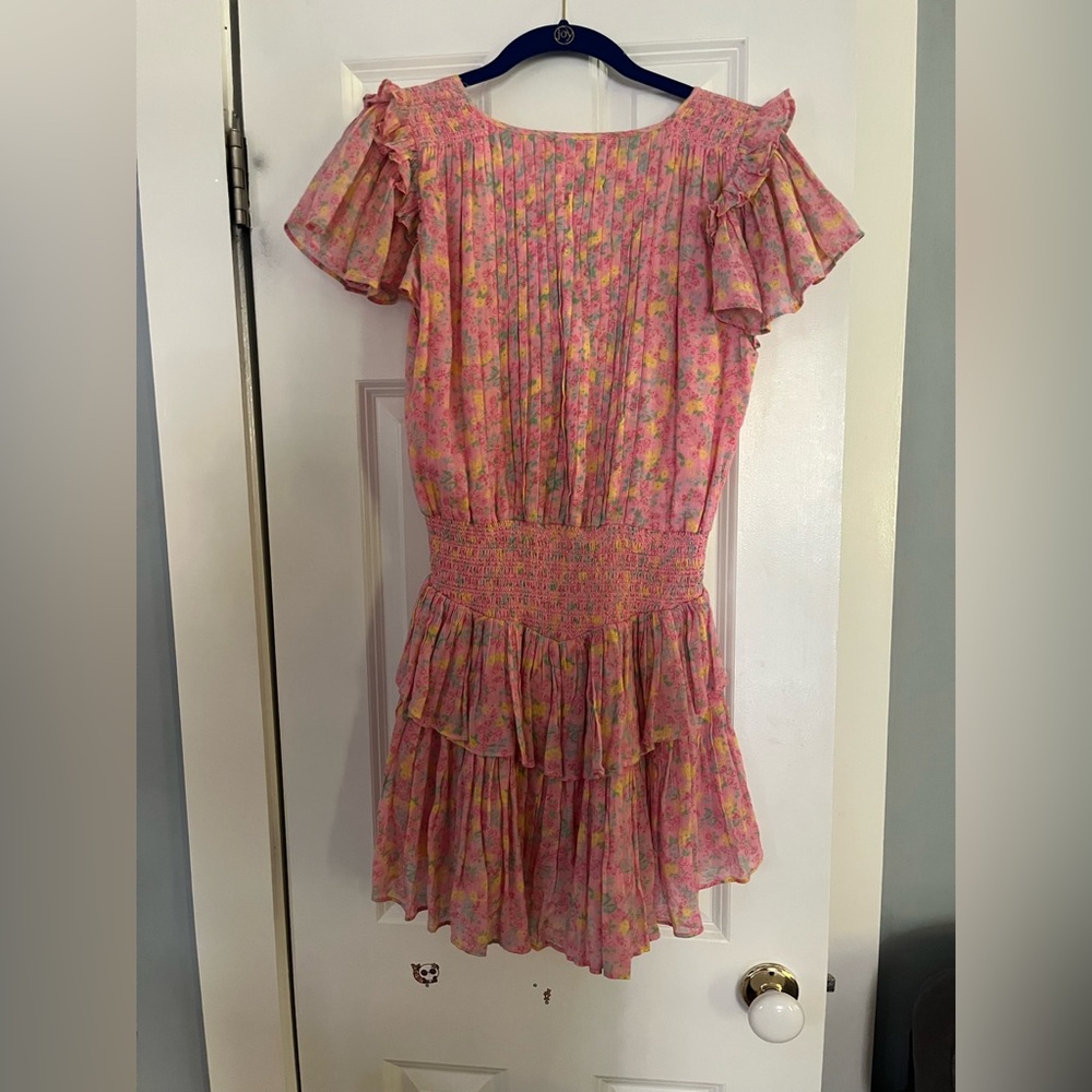 LoveShackFancy Audette Dress Melon Punch Size S Pink Ditsy Floral Spring Easter - Picture 7 of 12